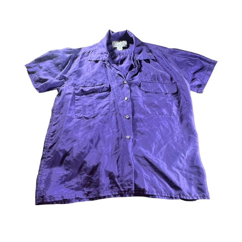 Vintage 80’s Purple Silk Button-Up Blouse